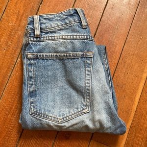Decade Studio denim with raw hem.